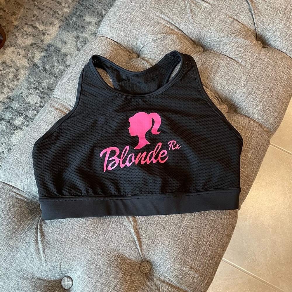 Custom Printed “Blonde Rx” high neck sports bra